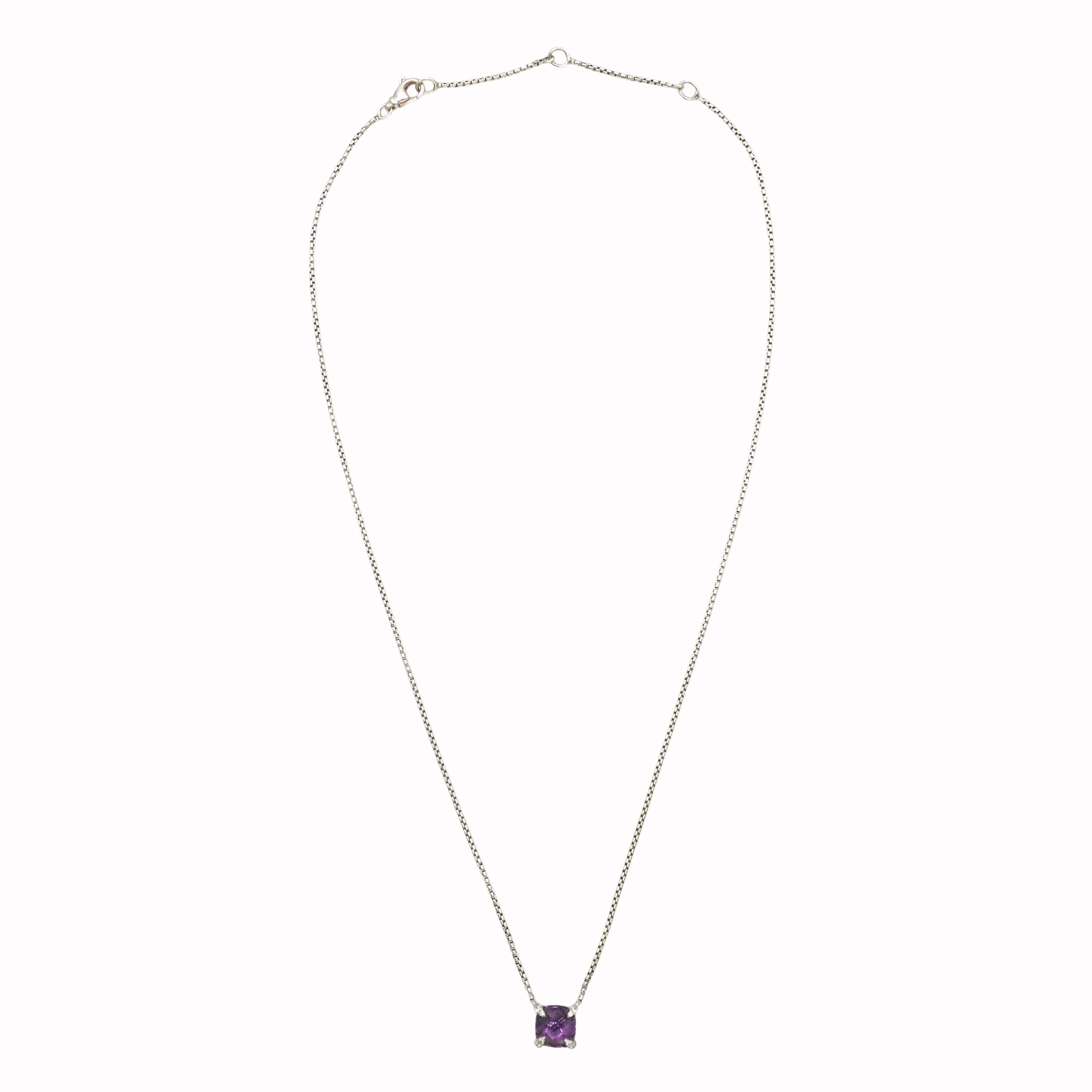 David Yurman Sterling Silver Amethyst and Pave Diamond Necklace & Earring Set