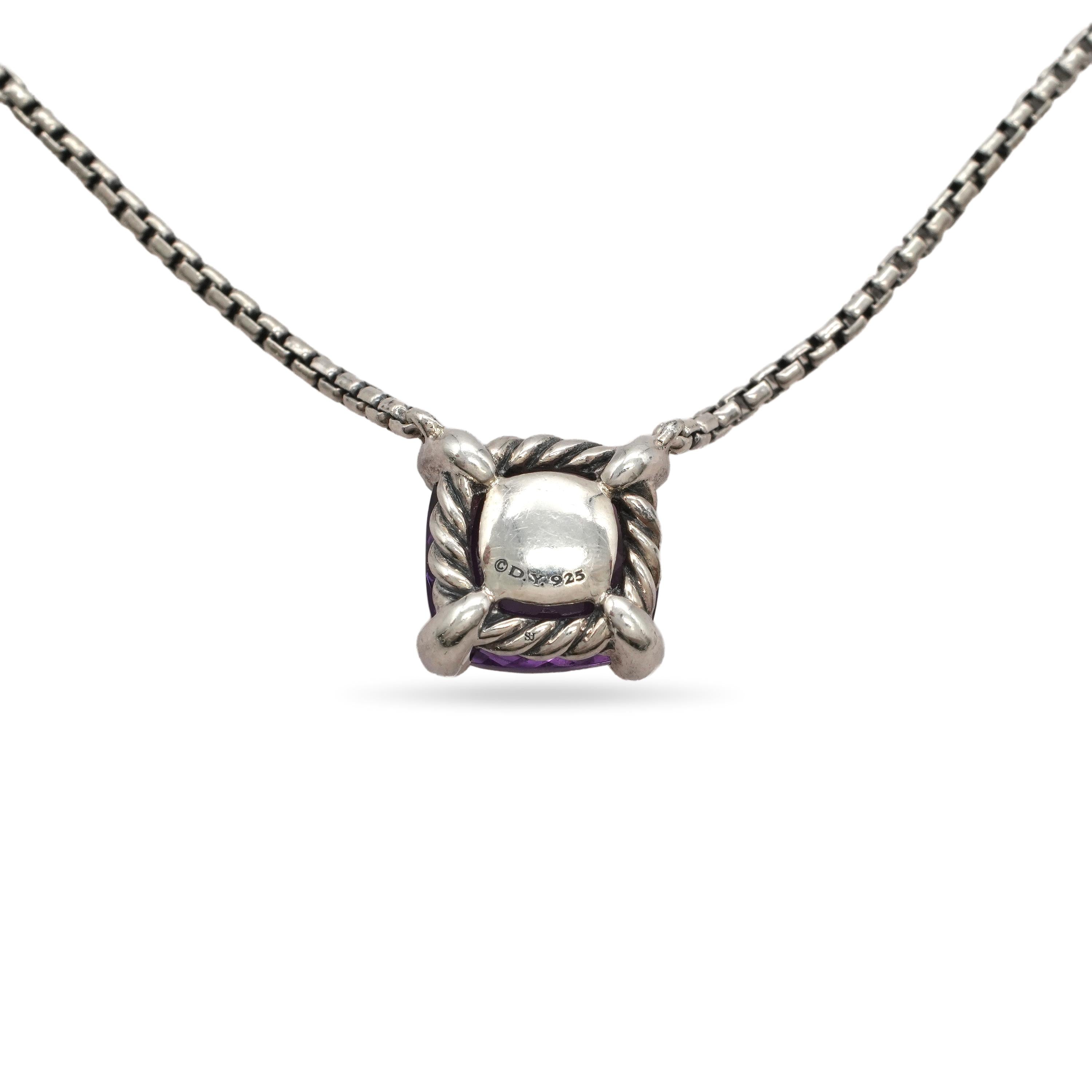 David Yurman Sterling Silver Amethyst and Pave Diamond Necklace & Earring Set