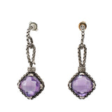 David Yurman Sterling Silver Amethyst and Pave Diamond Necklace & Earring Set