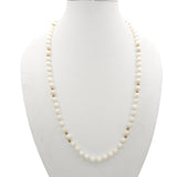 Vintage Ming’s 14K Yellow Gold White Jadeite Beaded Necklace
