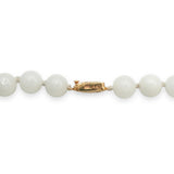 Vintage Ming’s 14K Yellow Gold White Jadeite Beaded Necklace