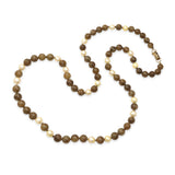 Vintage Ming’s Jade and Pearl 14K Gold Beaded Necklace