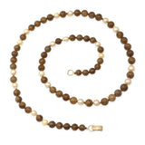 Vintage Ming’s Jade and Pearl 14K Gold Beaded Necklace