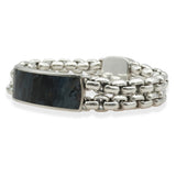 David Yurman Sterling Silver & Pietersite ID Double Box Chain Bracelet