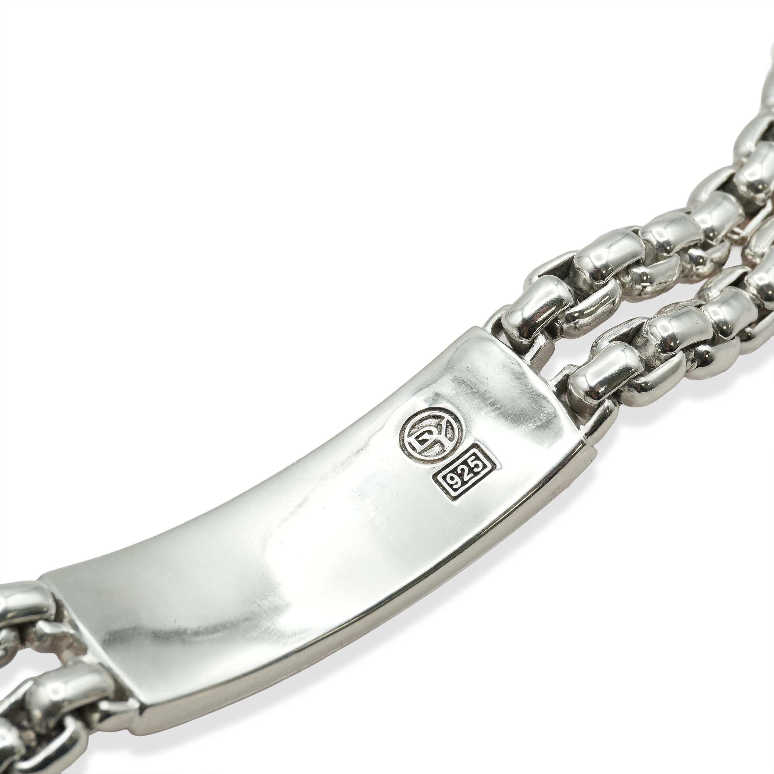 David Yurman Sterling Silver & Pietersite ID Double Box Chain Bracelet