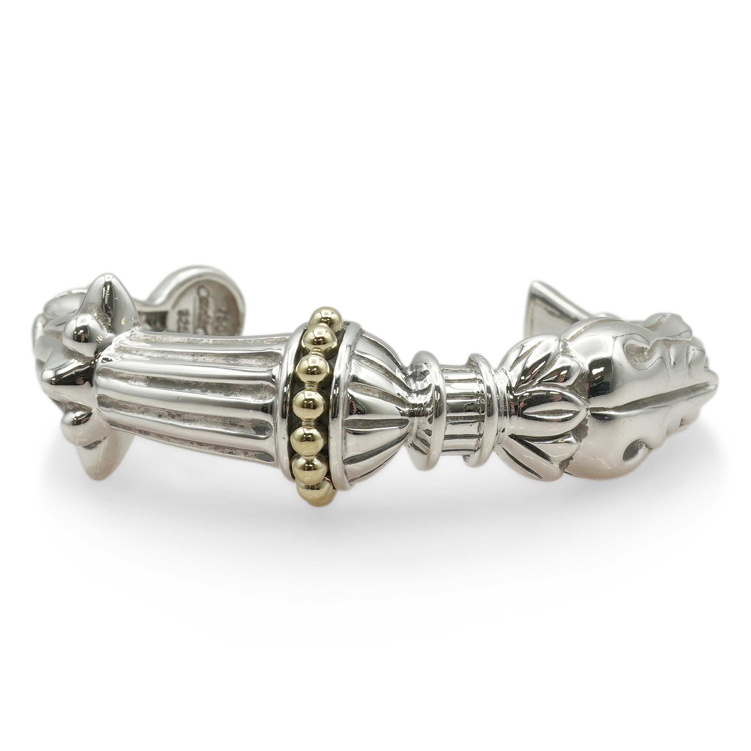 Lagos Caviar Sterling Silver and 18k Yellow Gold Cuff Bracelet