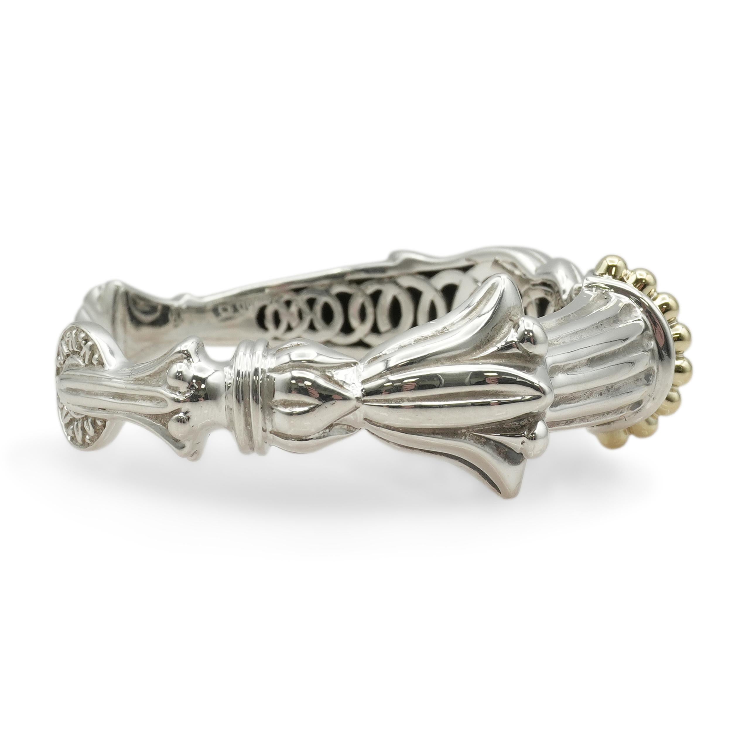 Lagos Caviar Sterling Silver and 18k Yellow Gold Cuff Bracelet