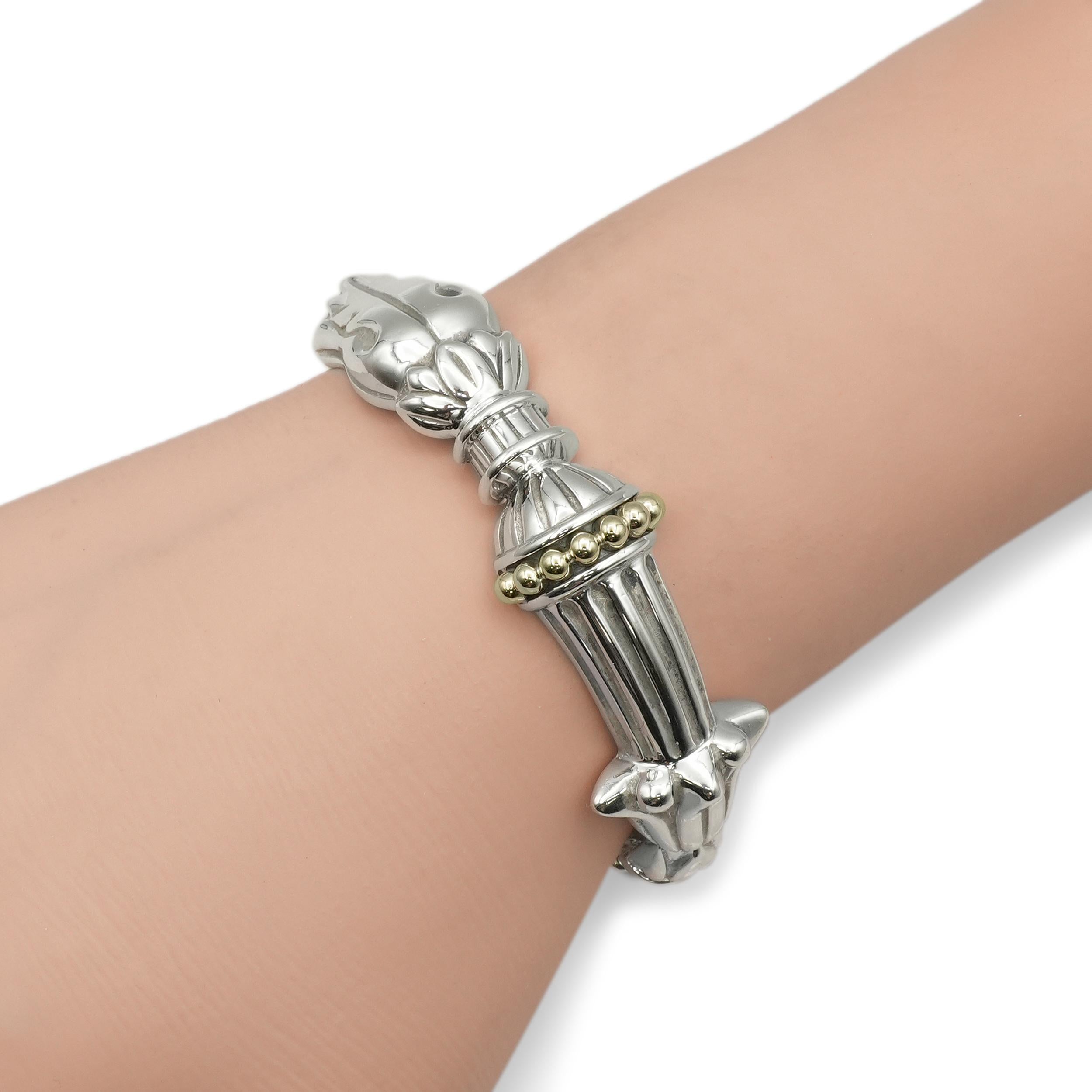 Lagos Caviar Sterling Silver and 18k Yellow Gold Cuff Bracelet