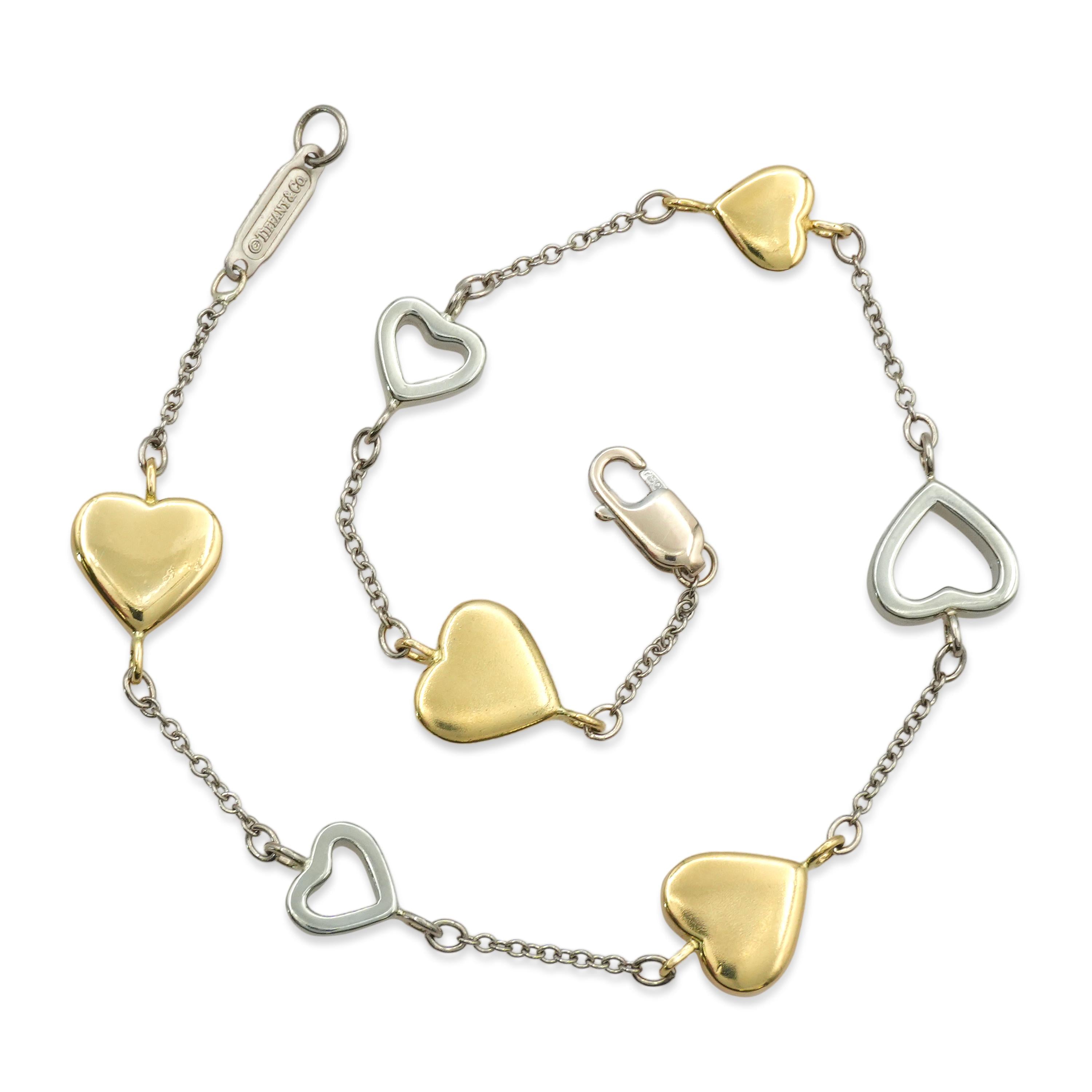 Tiffany & Co. 18K Two-Tone Gold Heart Bracelet