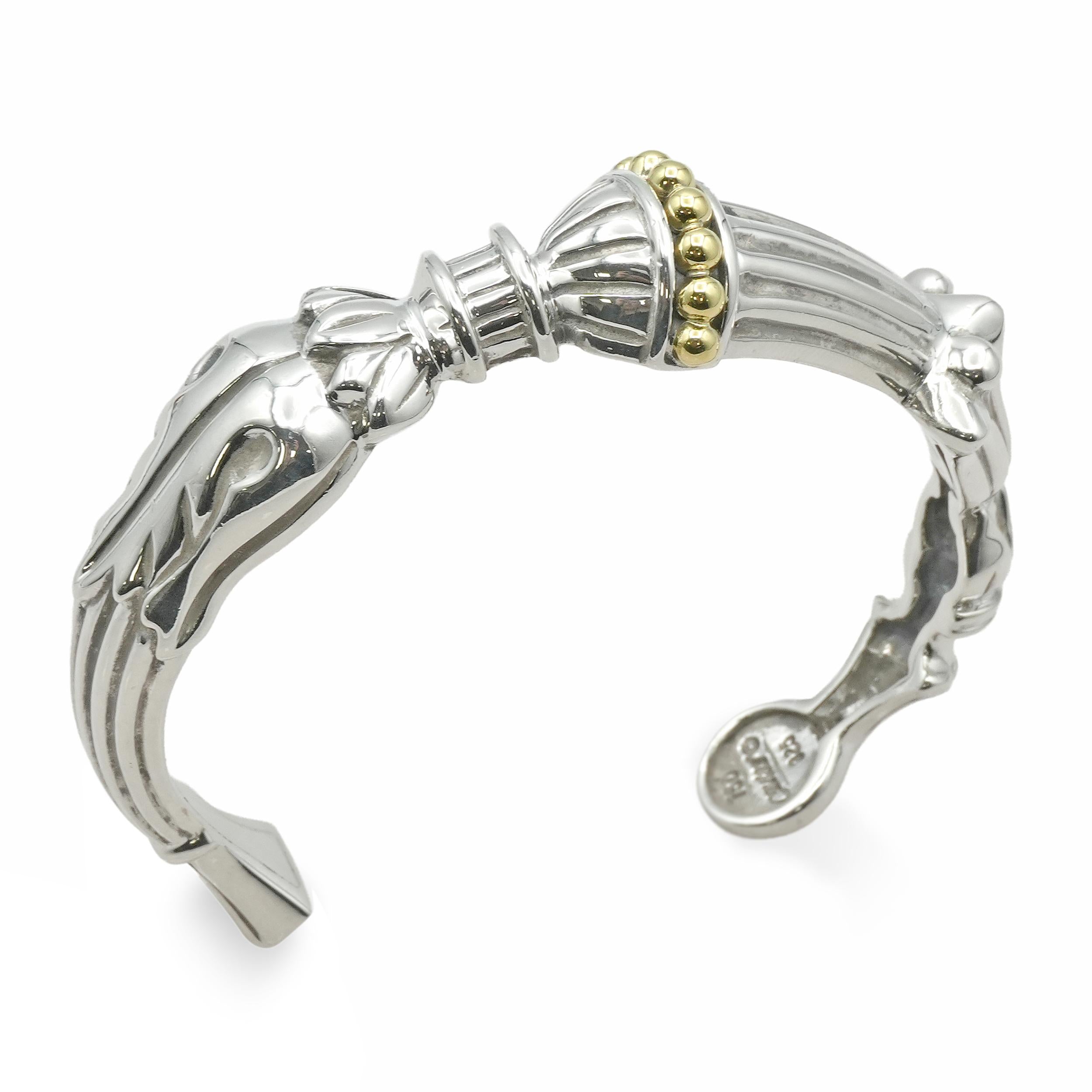 Lagos Caviar Sterling Silver and 18k Yellow Gold Cuff Bracelet