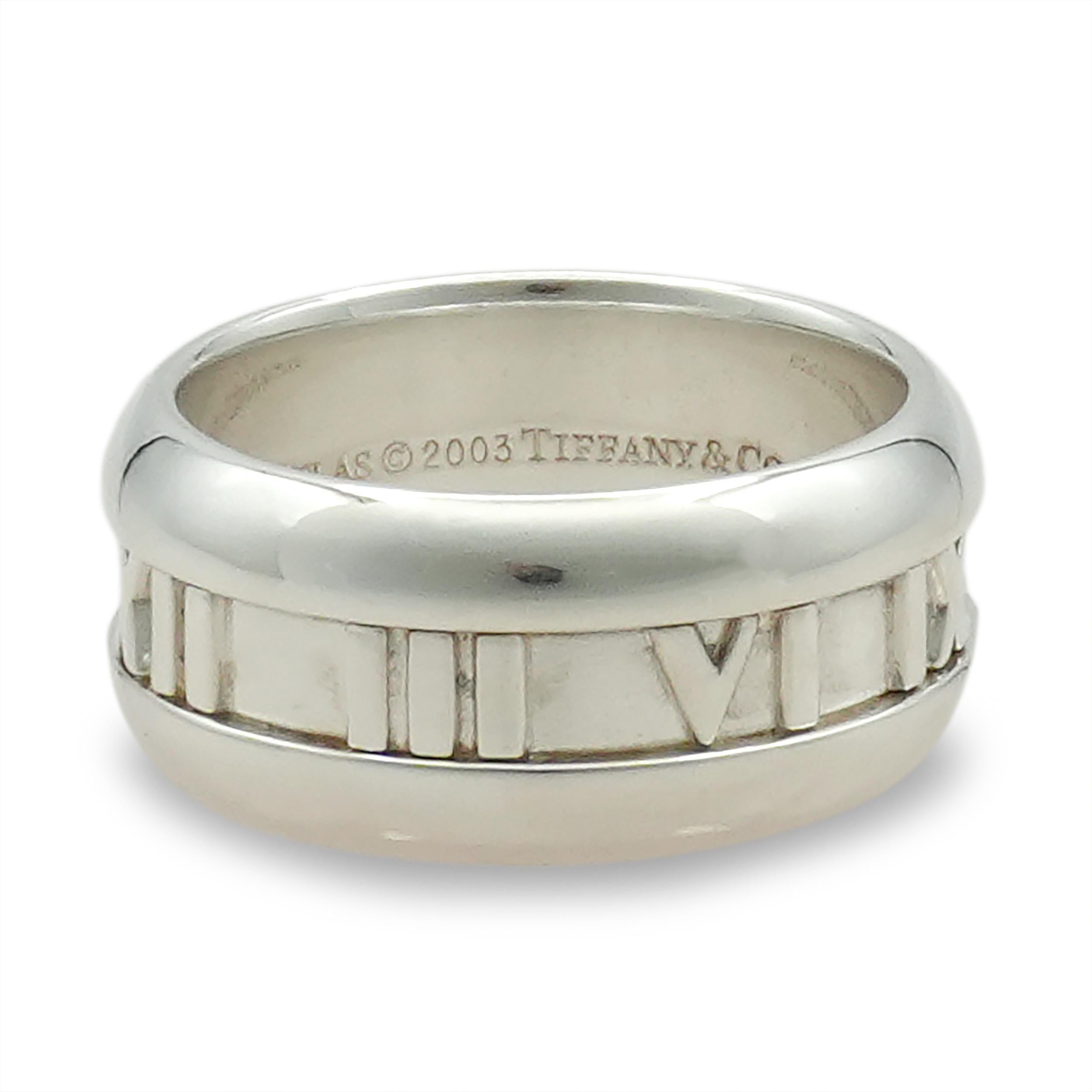 Tiffany & Co. Atlas 2003 Sterling Silver Roman Numeral Band Ring