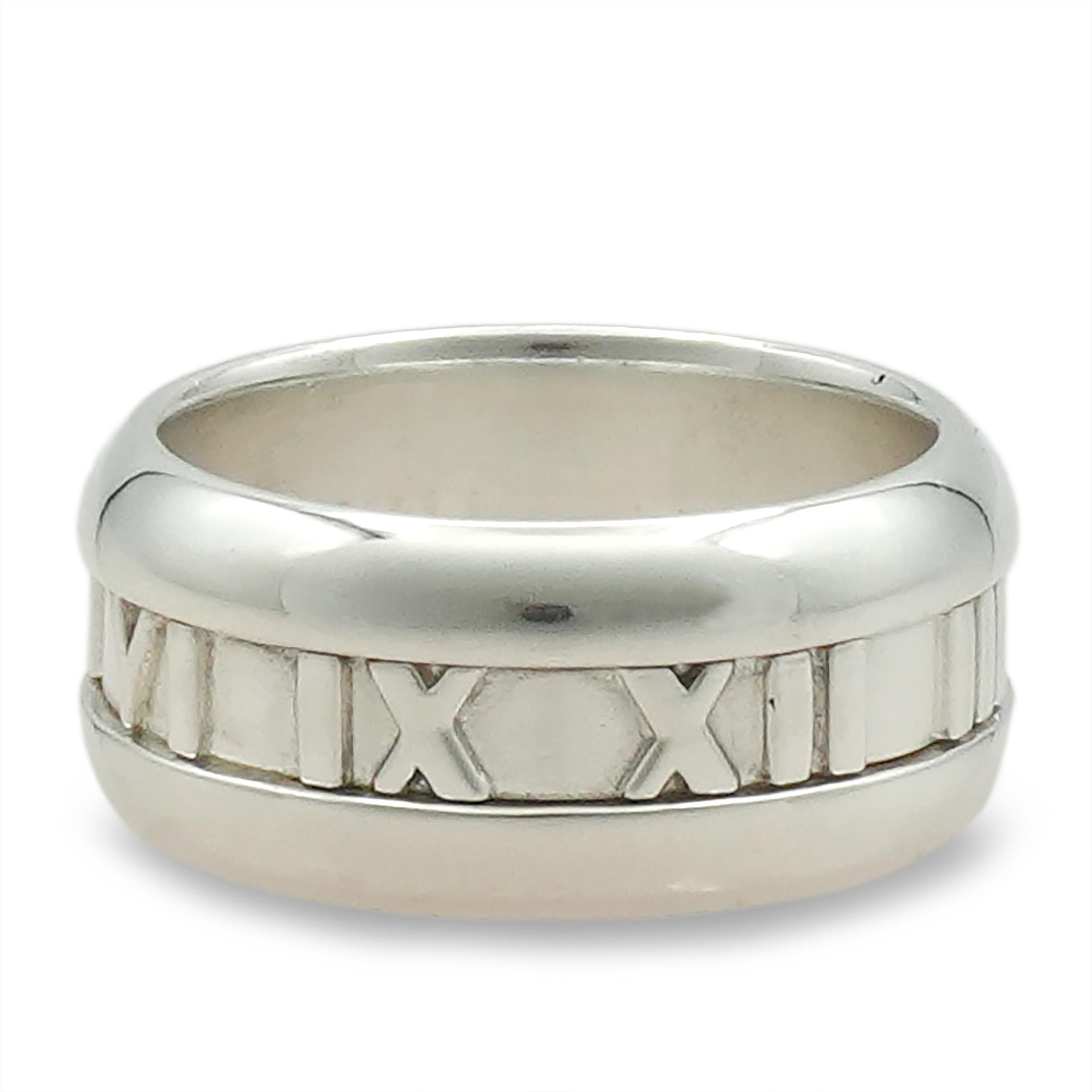 Tiffany & Co. Atlas 2003 Sterling Silver Roman Numeral Band Ring