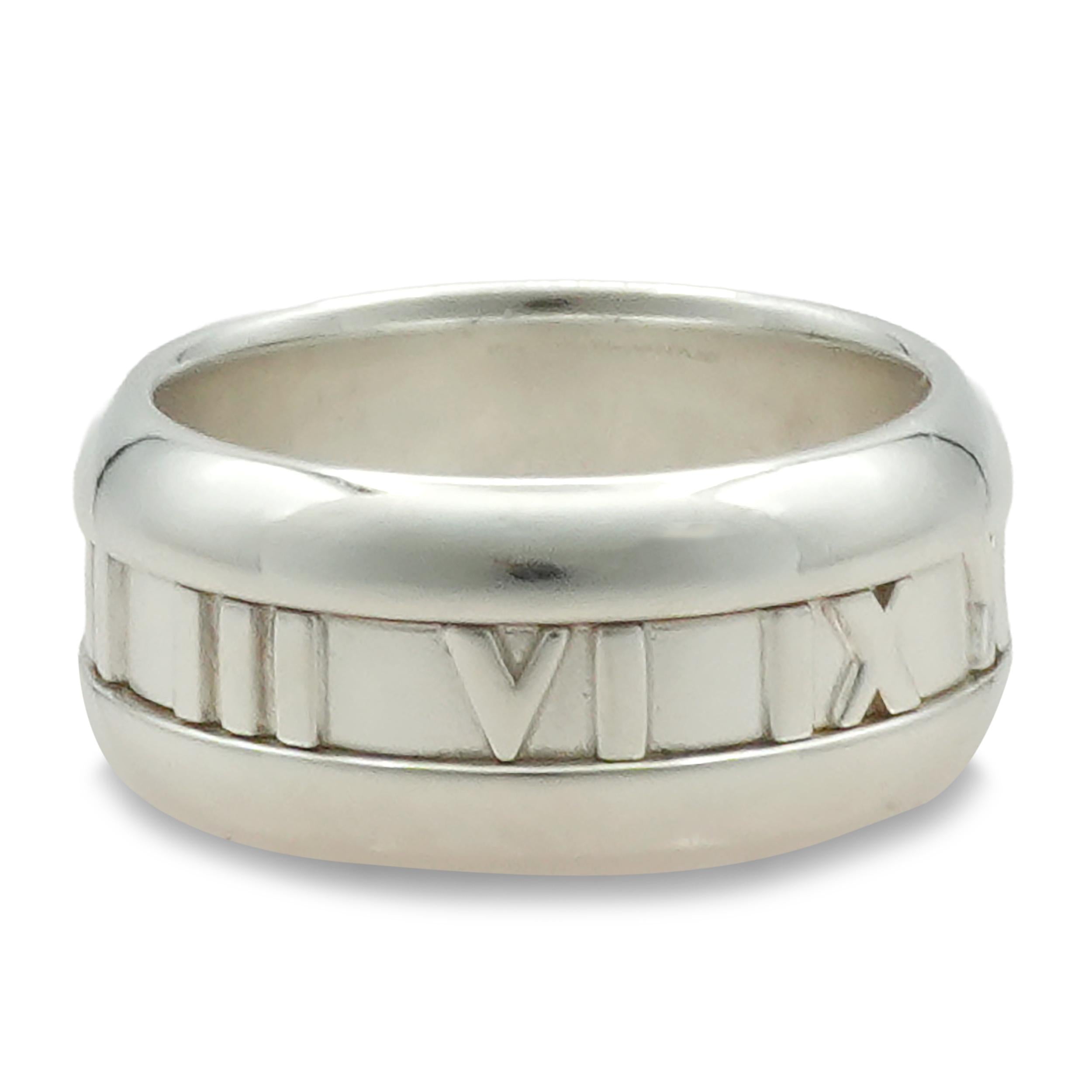 Tiffany & Co. Atlas 2003 Sterling Silver Roman Numeral Band Ring
