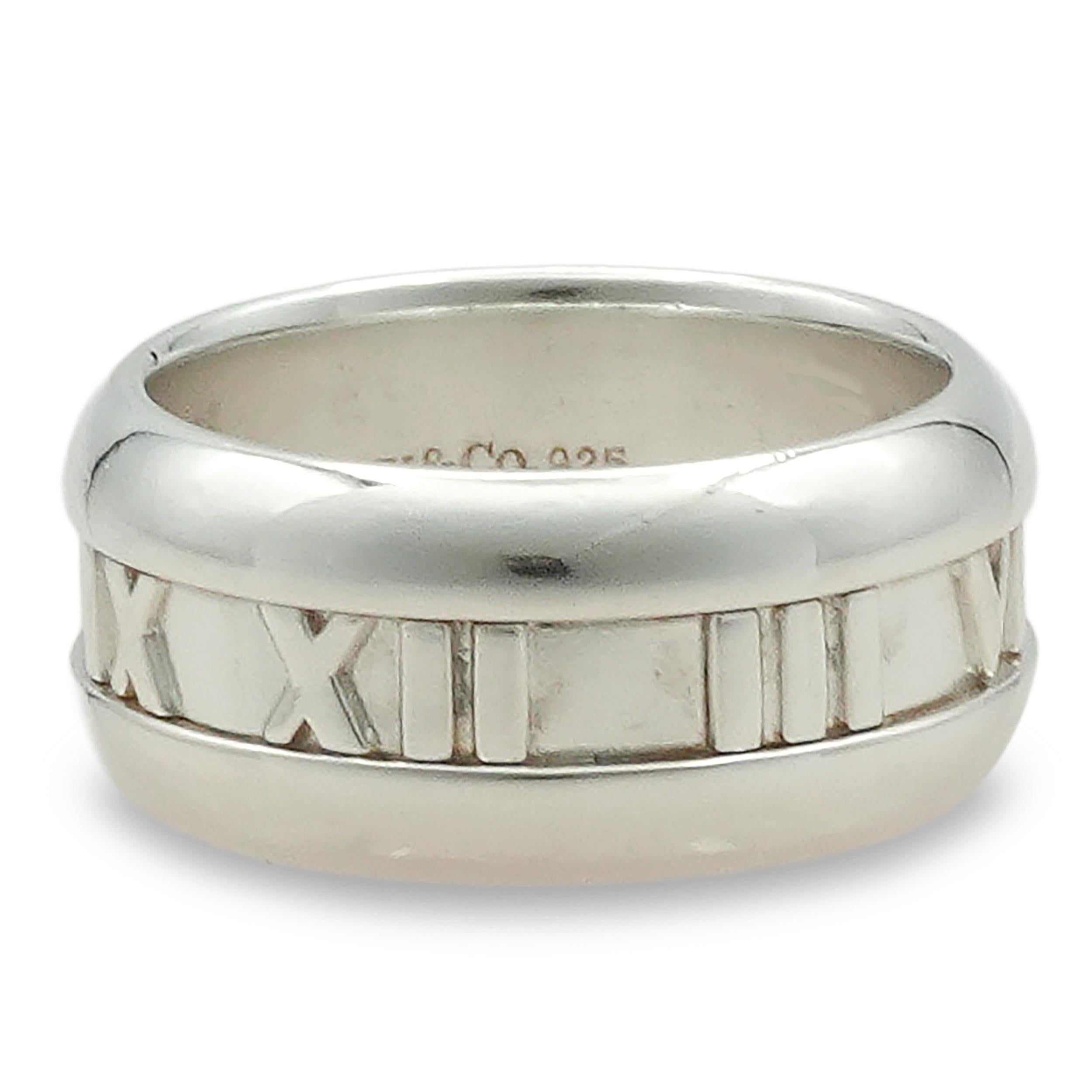 Tiffany & Co. Atlas 2003 Sterling Silver Roman Numeral Band Ring