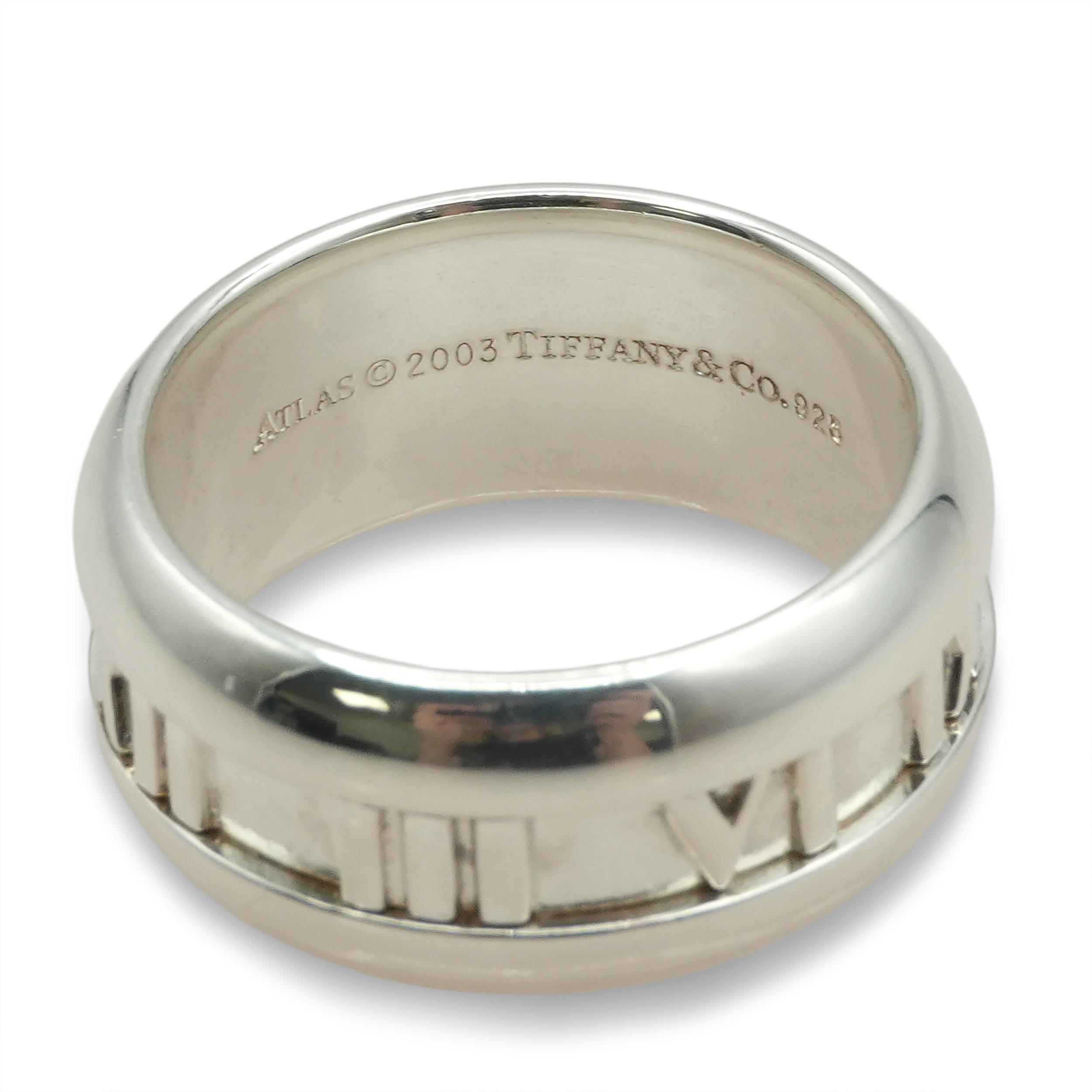 Tiffany & Co. Atlas 2003 Sterling Silver Roman Numeral Band Ring