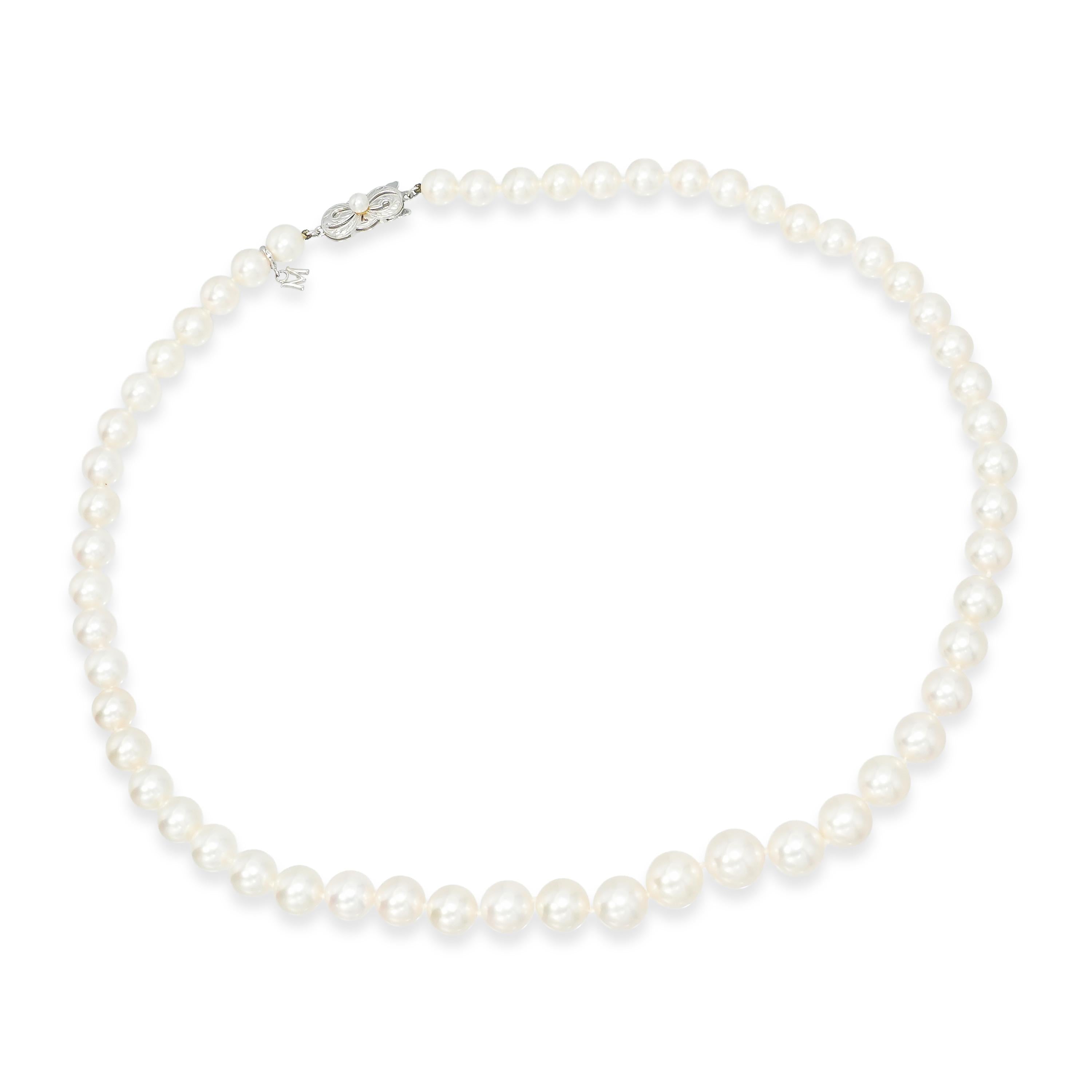 Mikimoto 18K White Gold Akoya Pearl Necklace