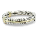 David Yurman Sterling Silver 14K Yellow Gold Double Cable Hinged Cuff Bracelet