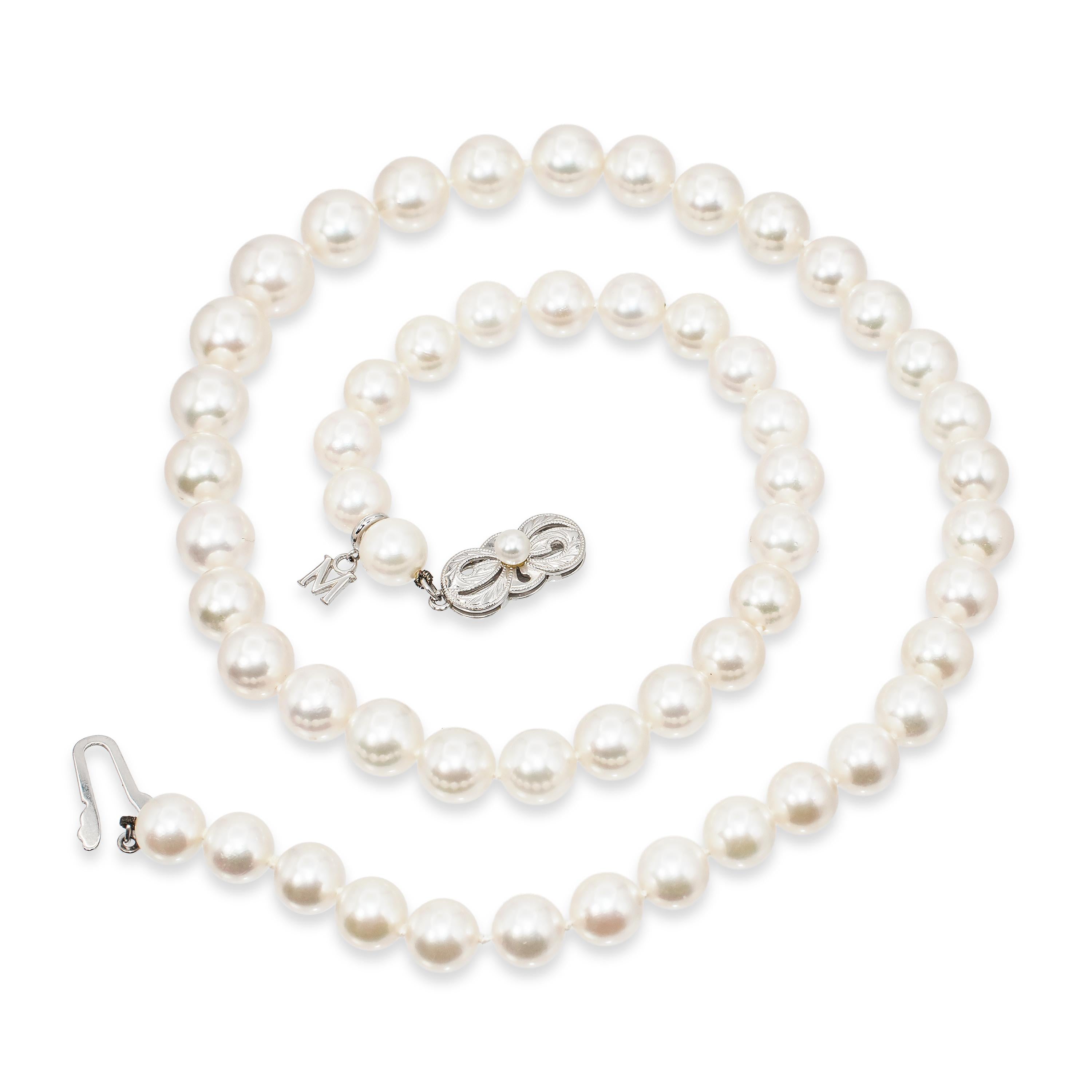Mikimoto 18K White Gold Akoya Pearl Necklace