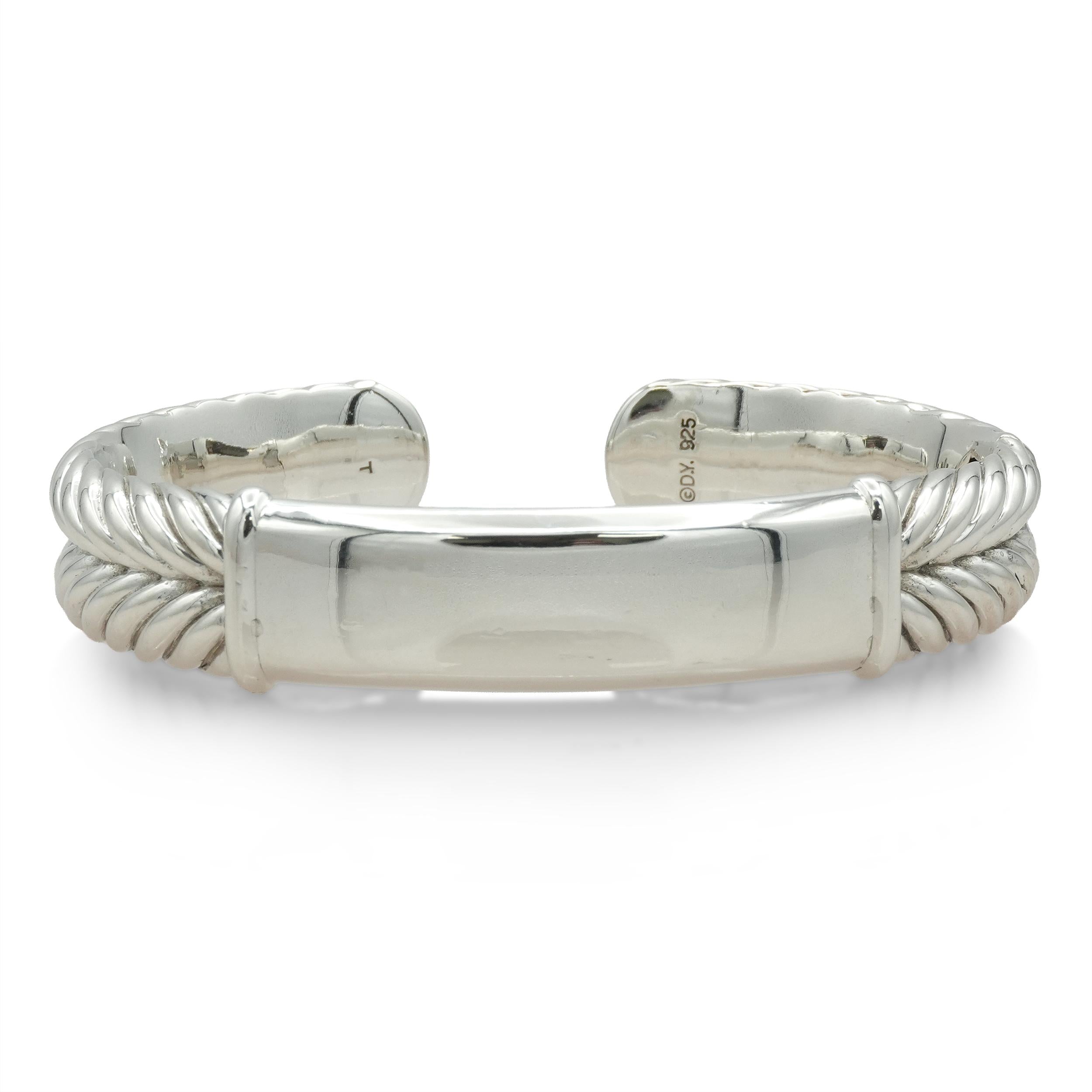 David Yurman Sterling Silver Double Cable Hinged Cuff Bracelet