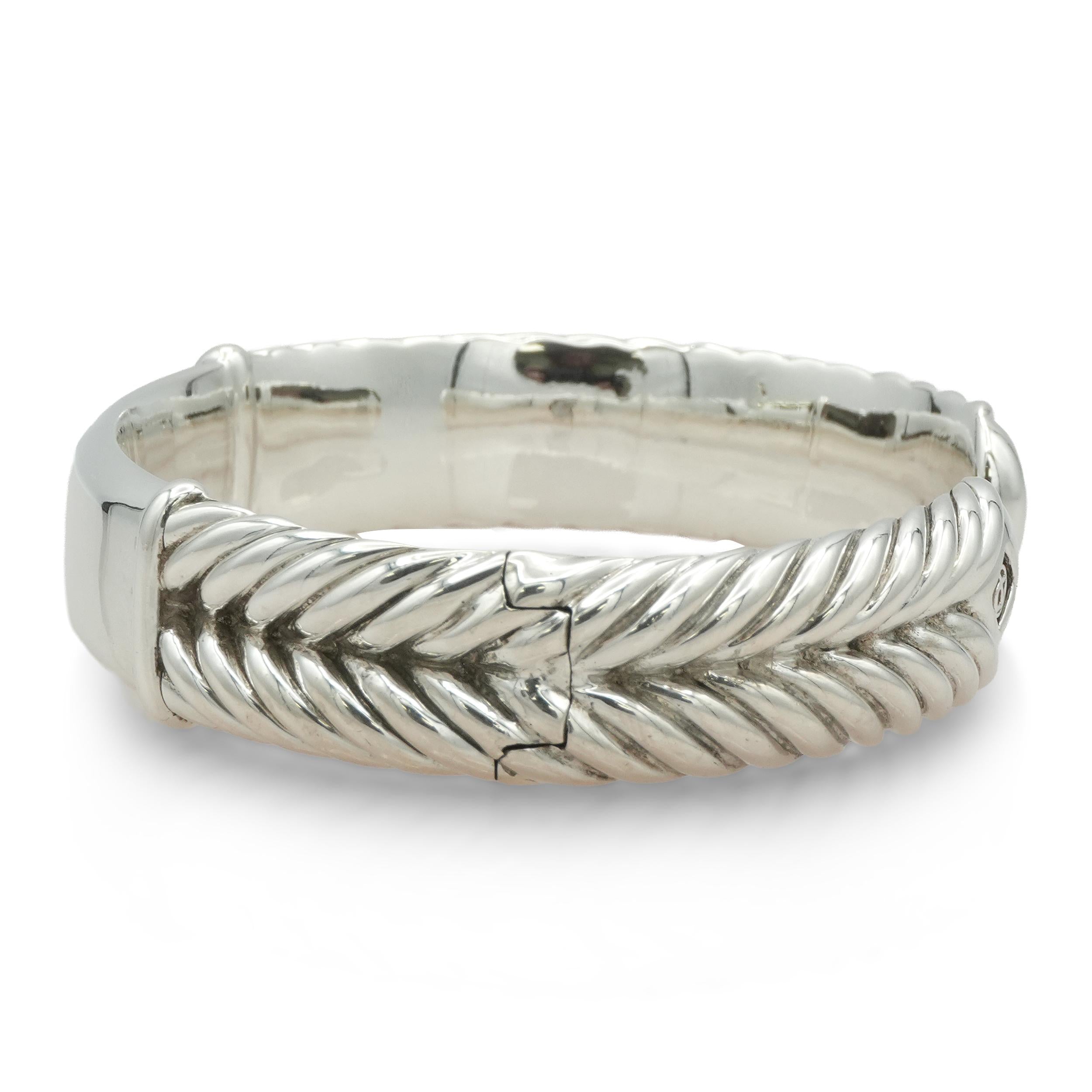 David Yurman Sterling Silver Double Cable Hinged Cuff Bracelet