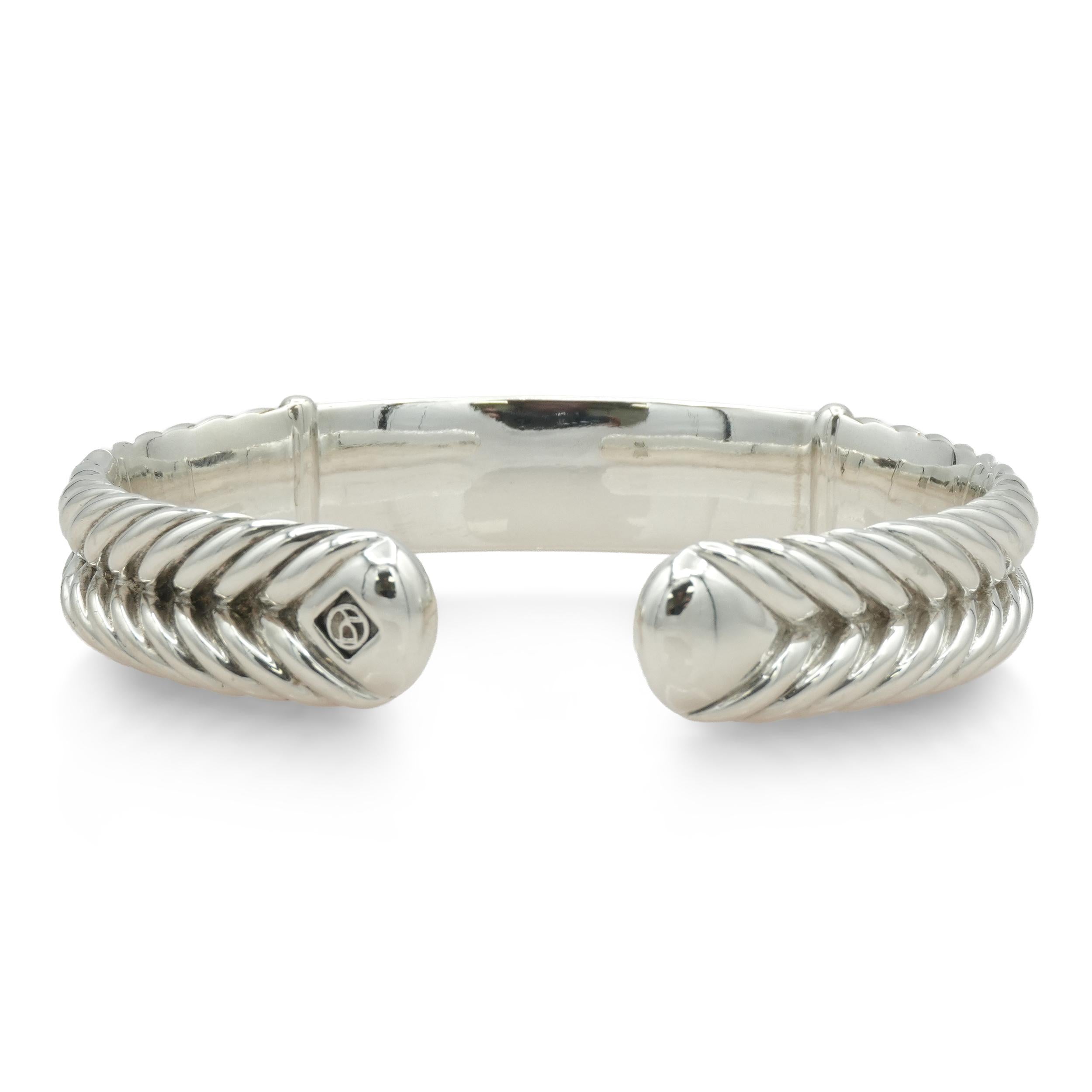 David Yurman Sterling Silver Double Cable Hinged Cuff Bracelet