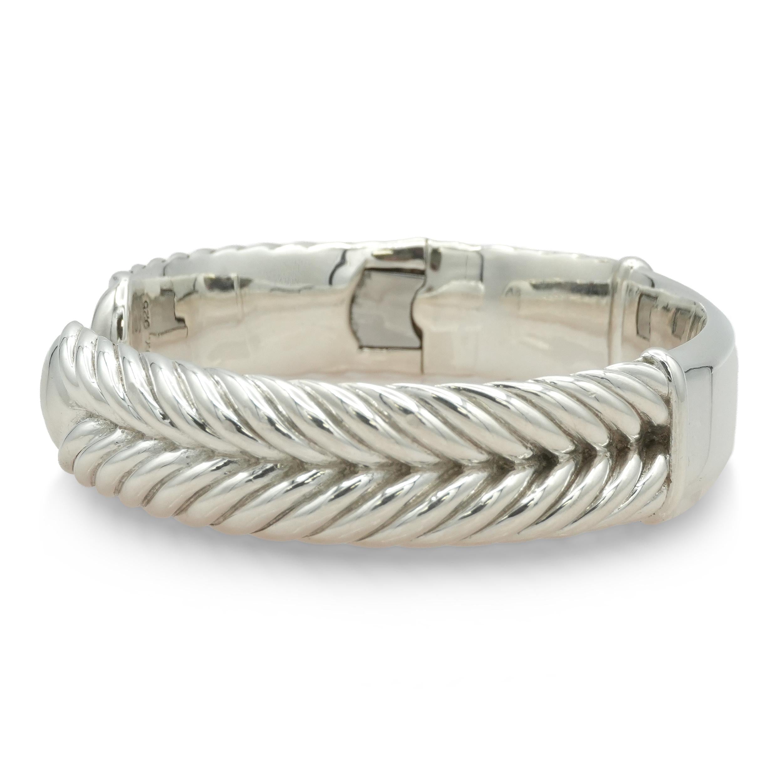 David Yurman Sterling Silver Double Cable Hinged Cuff Bracelet