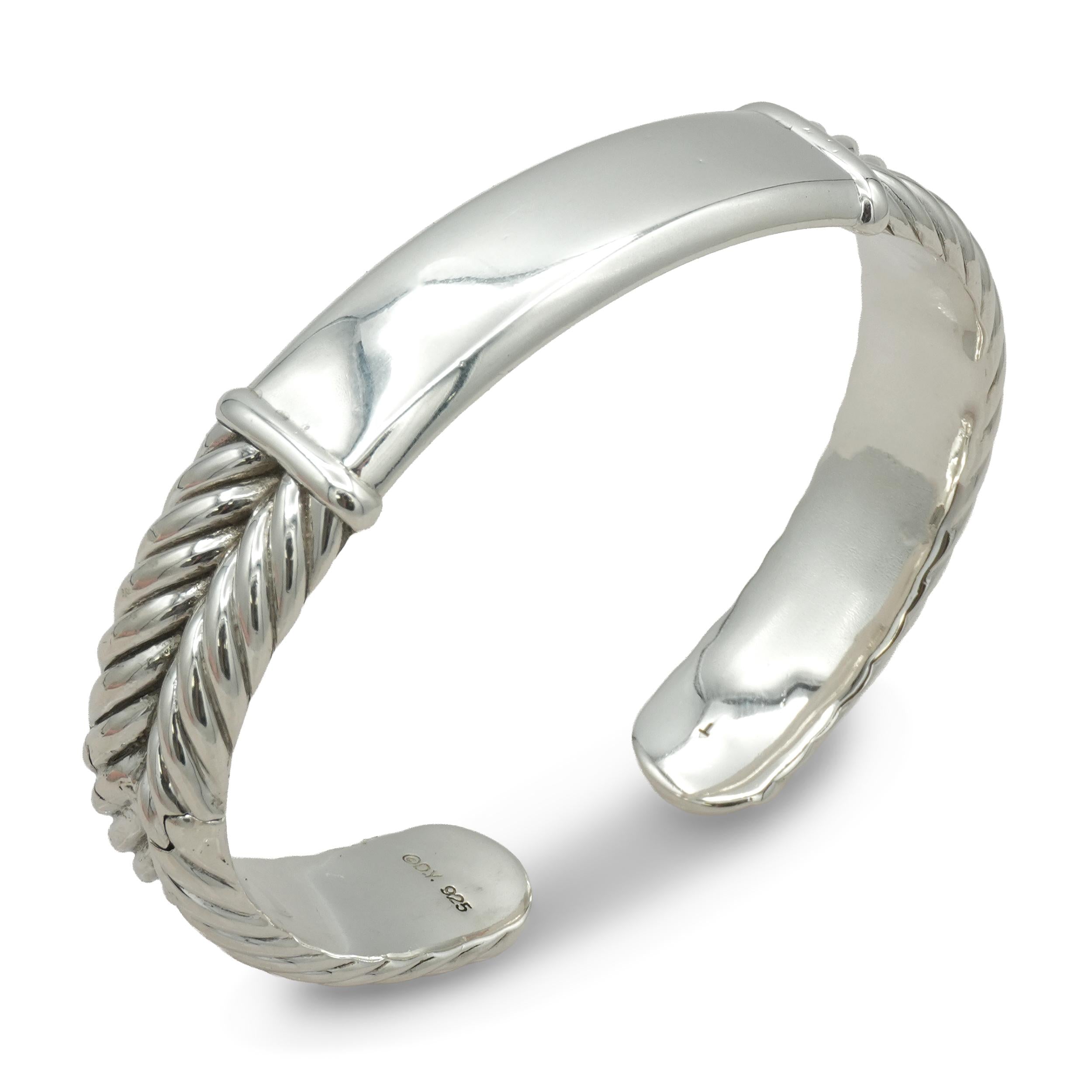 David Yurman Sterling Silver Double Cable Hinged Cuff Bracelet