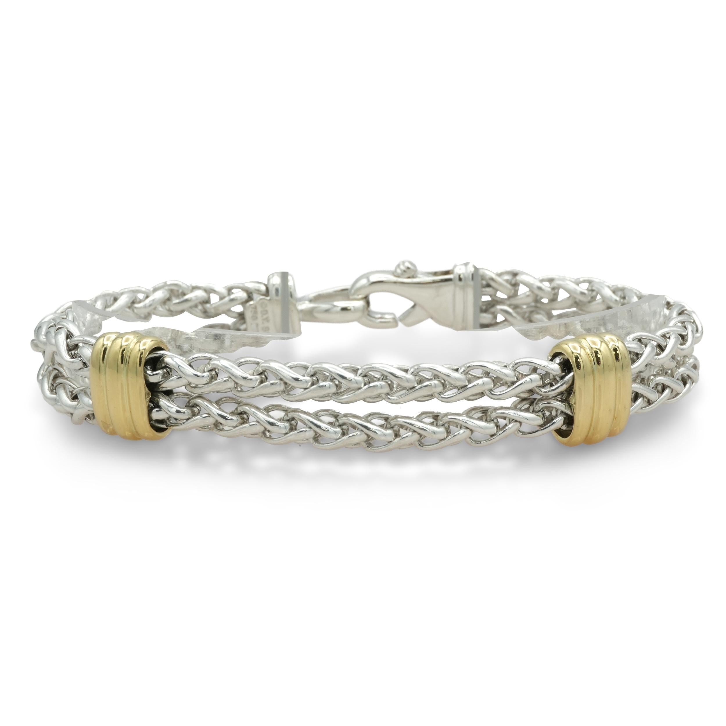 David Yurman Sterling Silver 18K Yellow Gold Multi-Strand Chain Bracelet