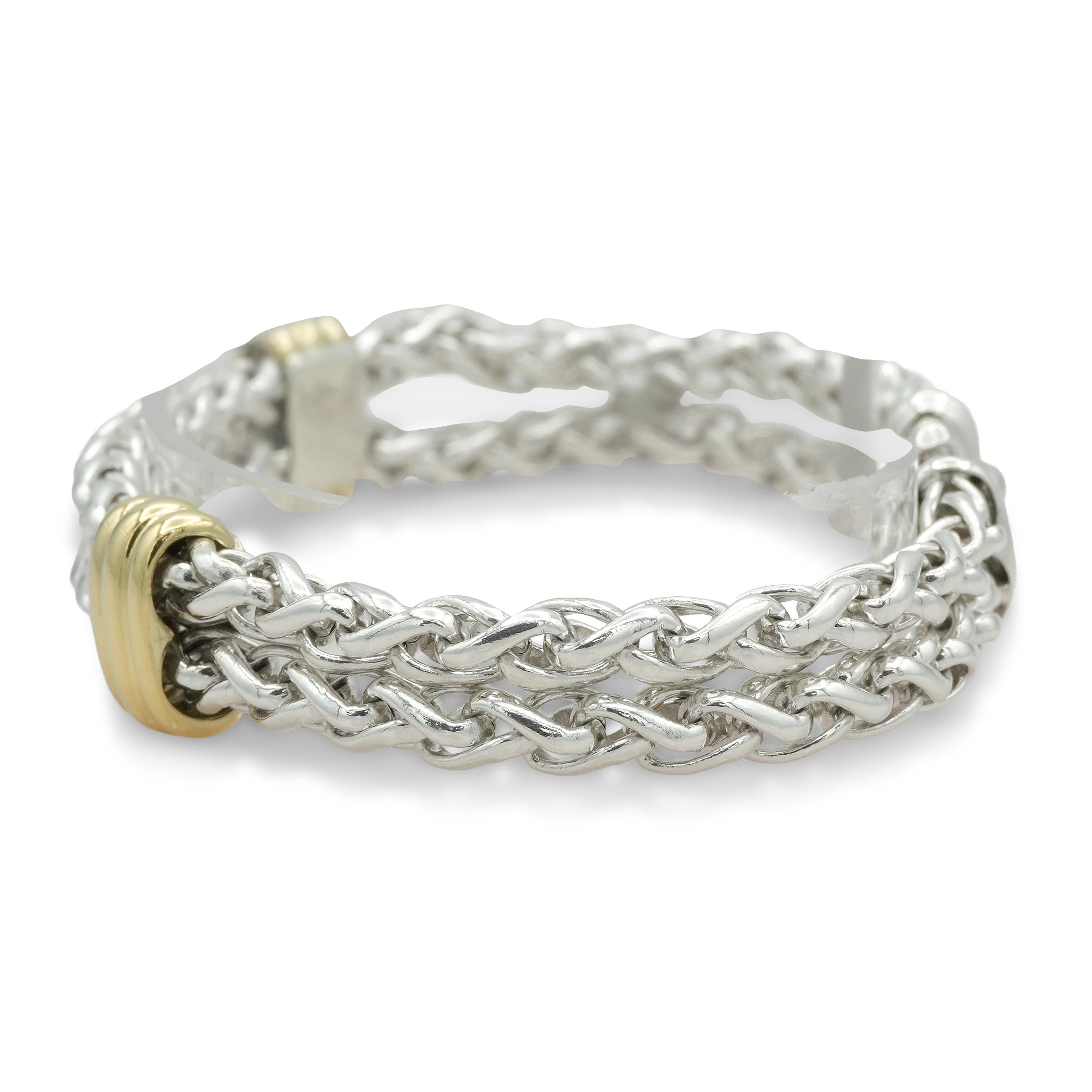 David Yurman Sterling Silver 18K Yellow Gold Multi-Strand Chain Bracelet