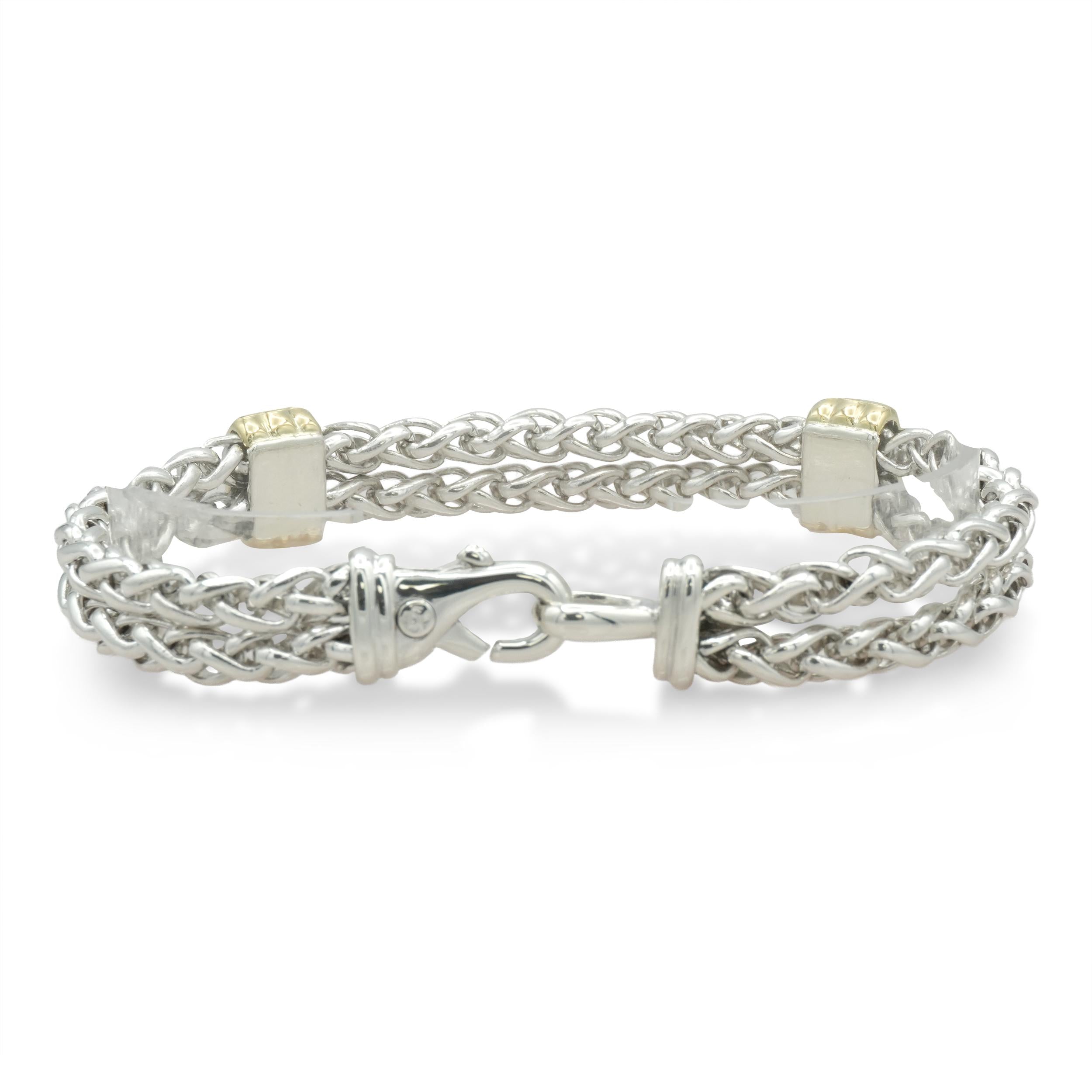 David Yurman Sterling Silver 18K Yellow Gold Multi-Strand Chain Bracelet