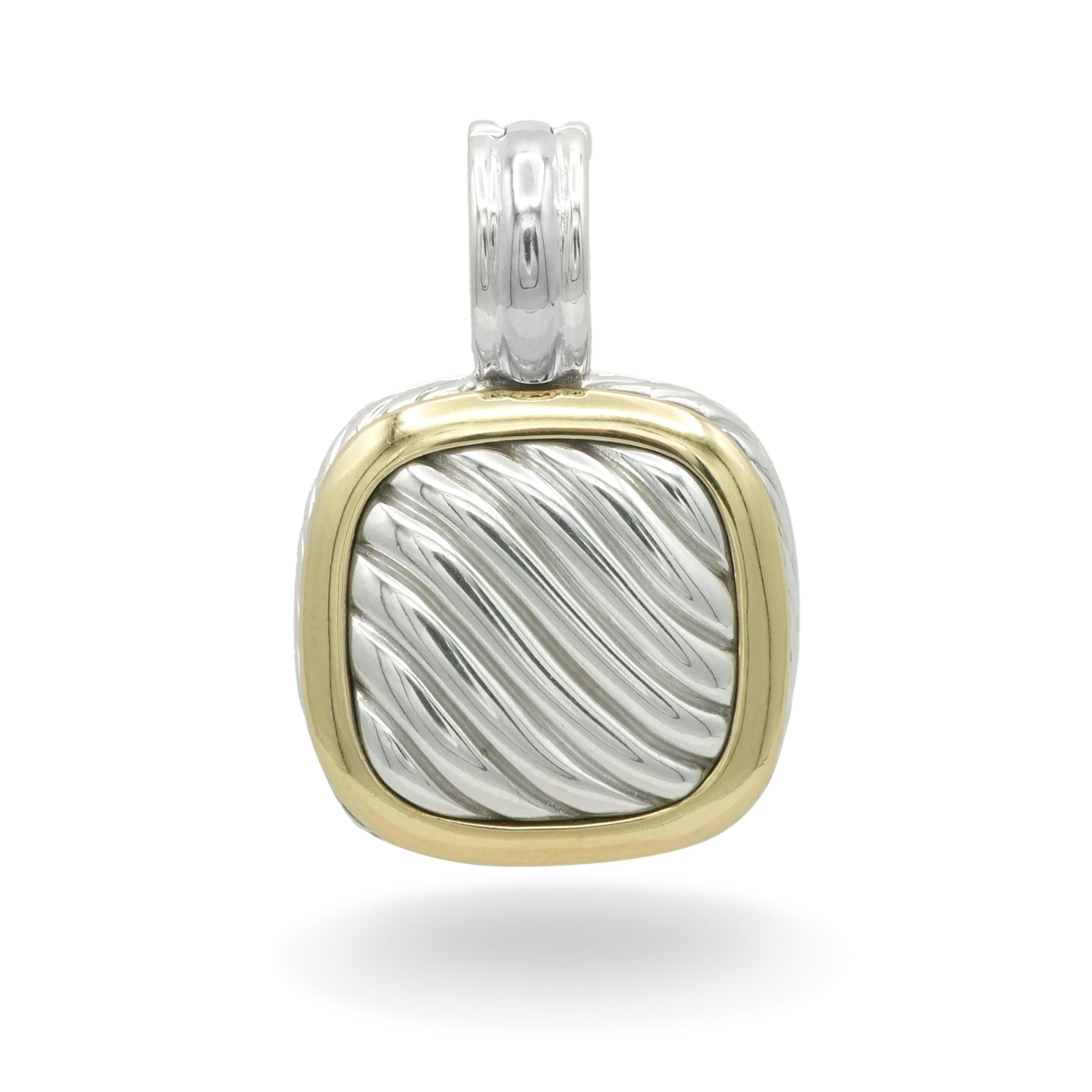 David Yurman Sterling Silver 18K Yellow Gold Cable Enhancer Pendant