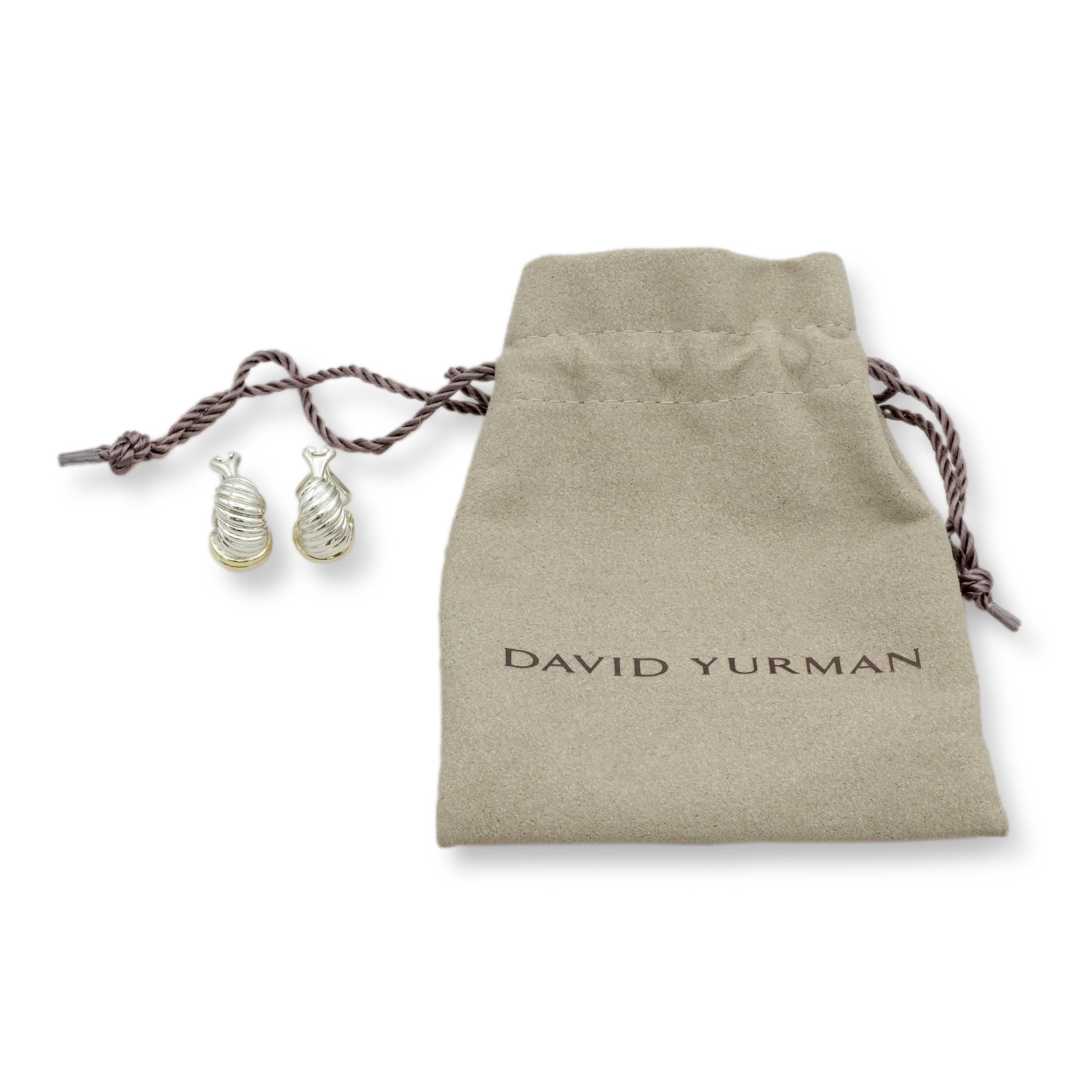 David Yurman Sterling Silver 14K Yellow Gold Cable Earrings