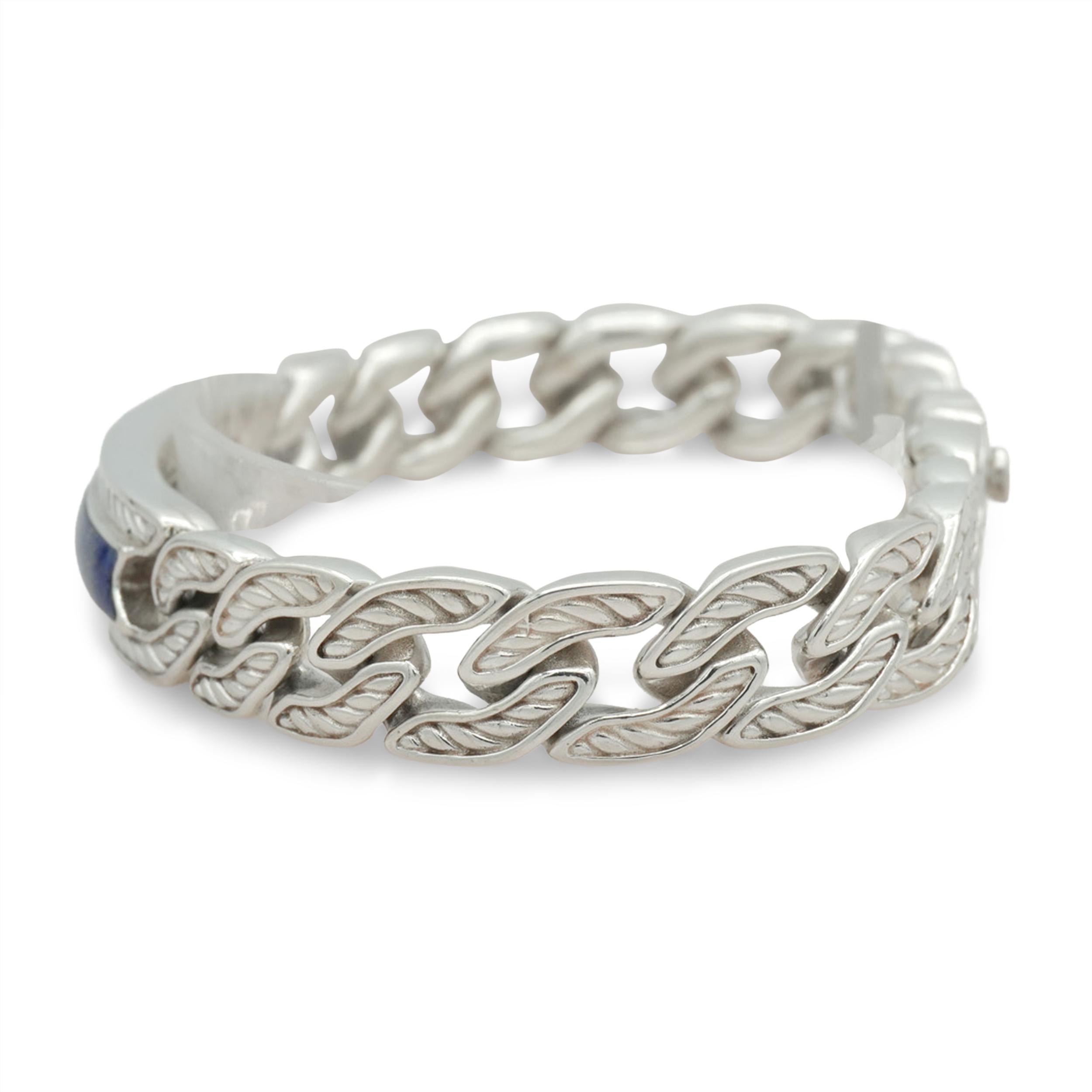 David Yurman Sterling Silver & Lapis Lazuli Curb Link Bracelet
