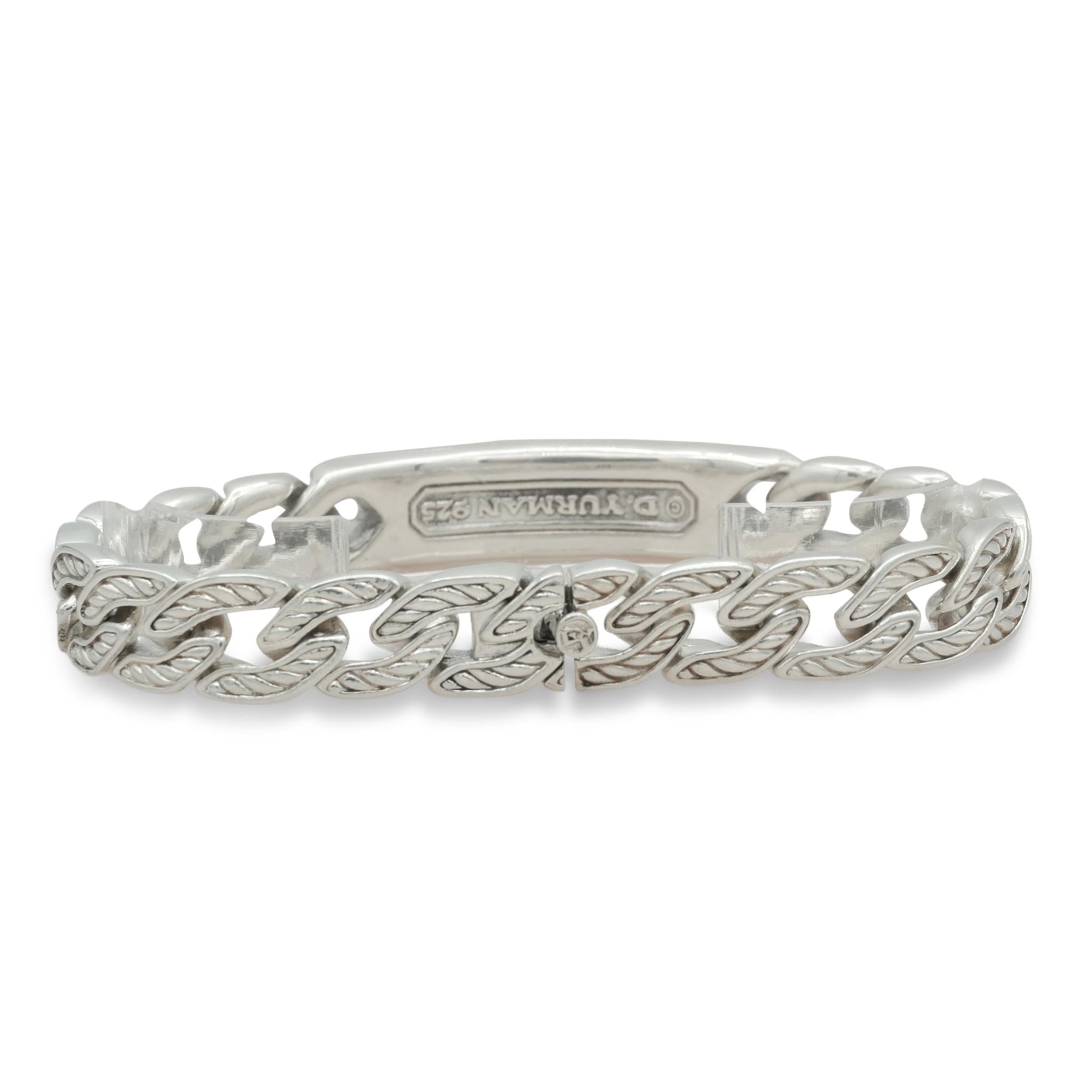 David Yurman Sterling Silver & Lapis Lazuli Curb Link Bracelet
