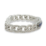 David Yurman Sterling Silver & Lapis Lazuli Curb Link Bracelet