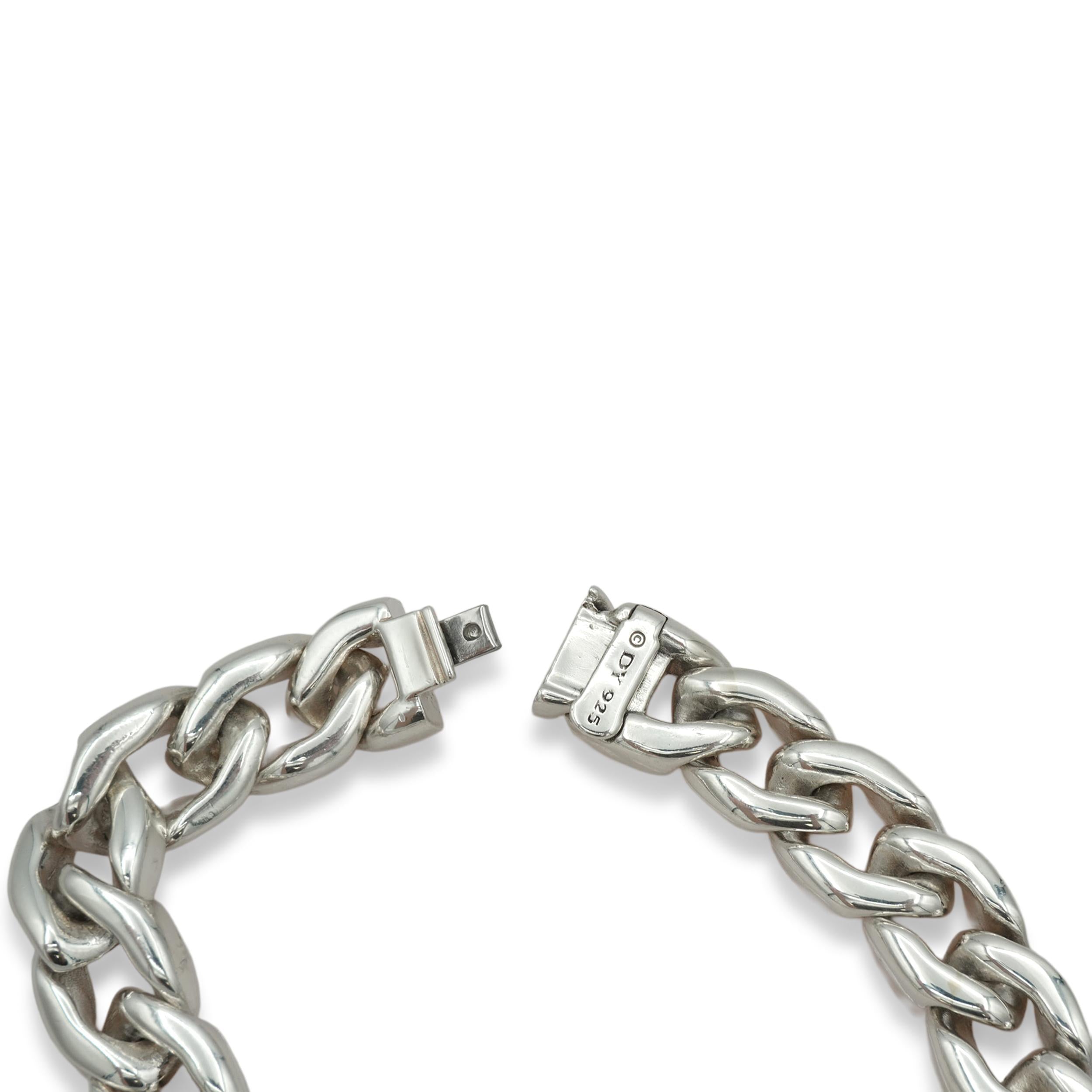 David Yurman Sterling Silver & Lapis Lazuli Curb Link Bracelet