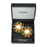 Vintage Chanel Paris Gripoix Faux Pearl Gold-Tone Earrings