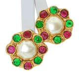 Vintage Chanel Paris Gripoix Faux Pearl Gold-Tone Earrings