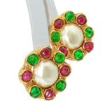 Vintage Chanel Paris Gripoix Faux Pearl Gold-Tone Earrings