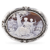 Antique Silver "Venus with Cupid and Other Sons" Cameo Brooch