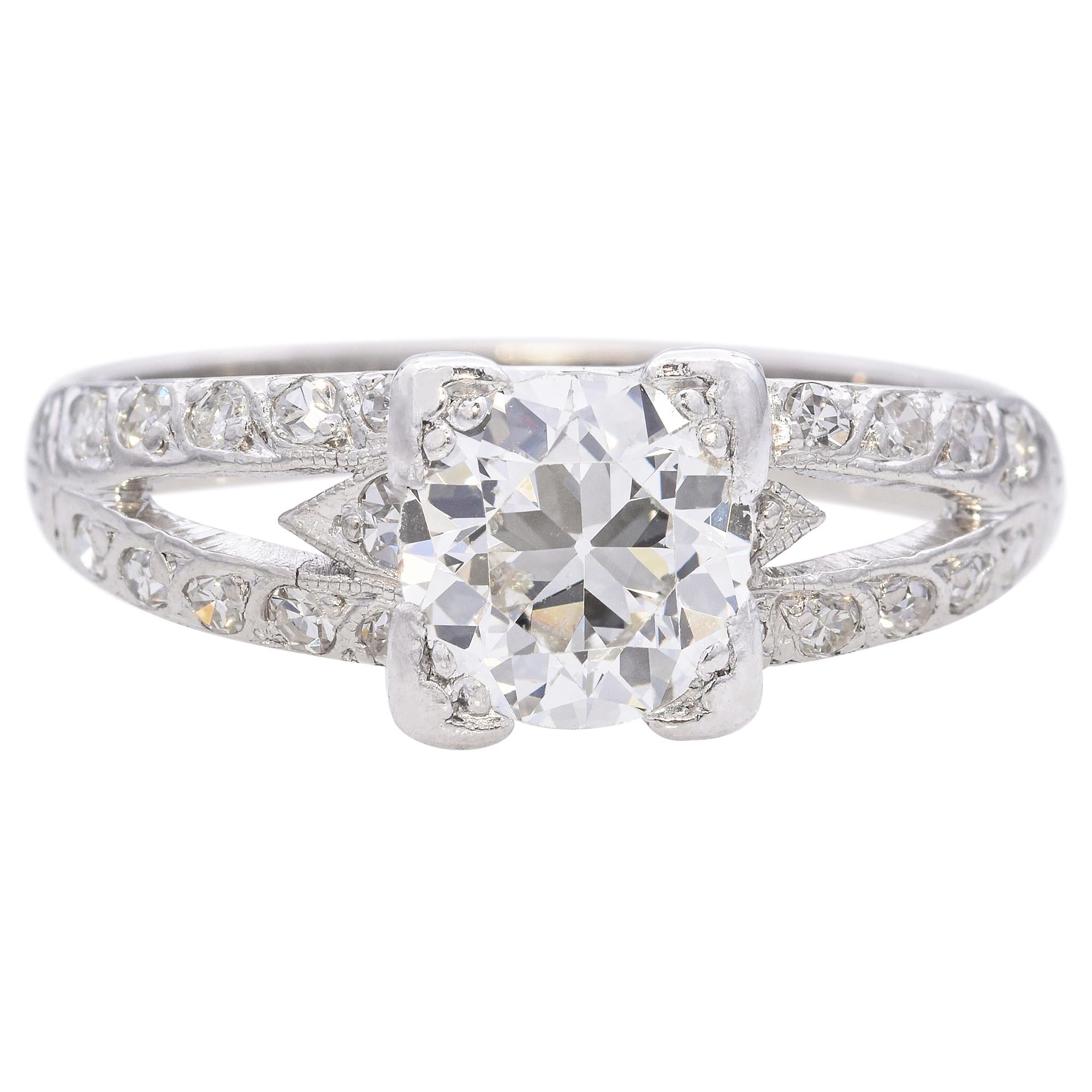 Vintage Platinum 1.01ct Brilliant Cut Diamond Engagement Ring