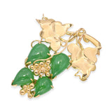 Vintage 18k Yellow Gold 4.62tcw Jadeite Jade Grape Vine Brooch
