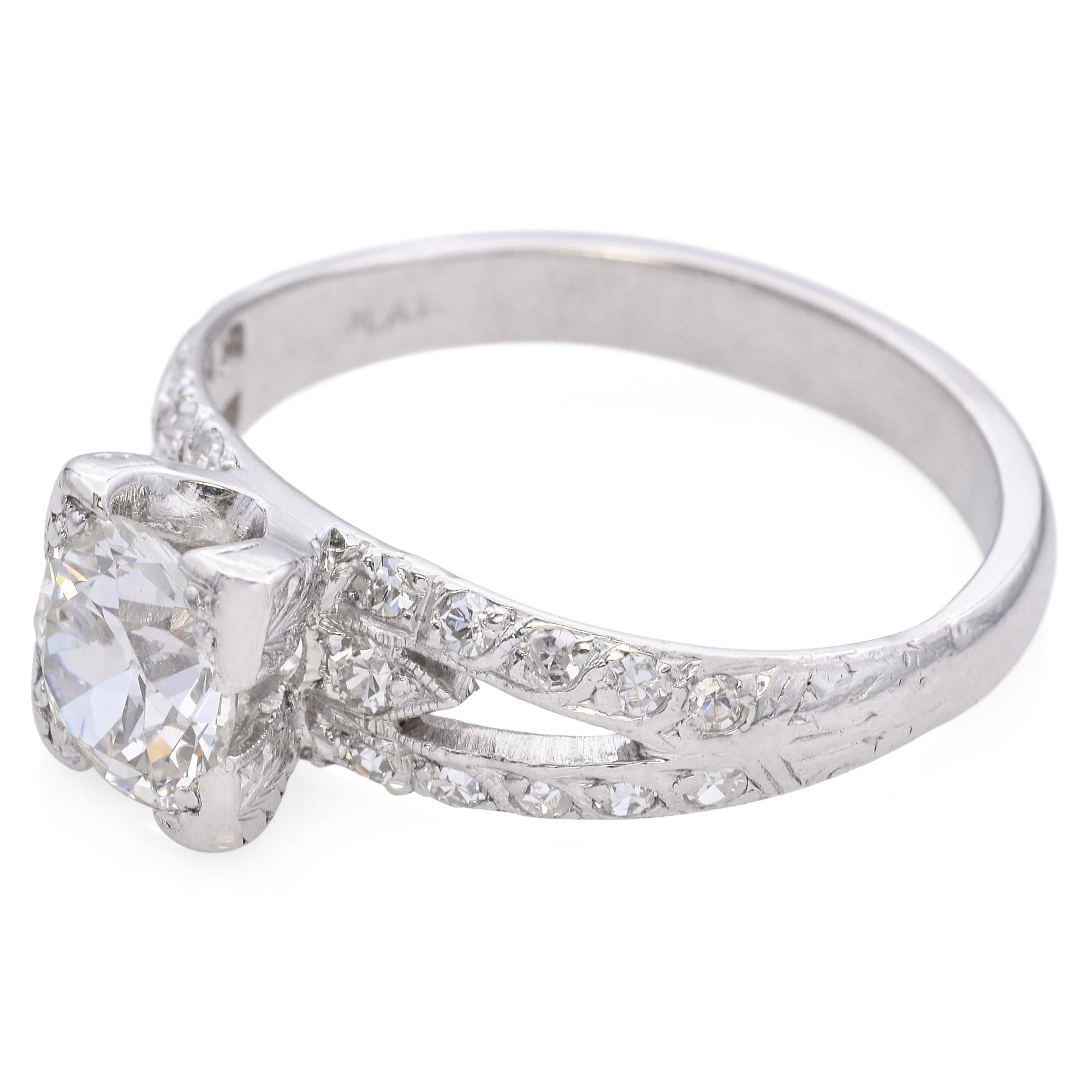 Vintage Platinum 1.01ct Brilliant Cut Diamond Engagement Ring