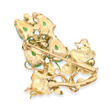 Vintage 18k Yellow Gold 4.62tcw Jadeite Jade Grape Vine Brooch