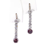 Vintage Platinum and Yellow Gold 0.82tcw Diamond and Colored Diamond Earrings