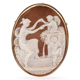 Antique Yellow Gold Aphrodite Playing with her Two Sons Cameo Brooch Pendant