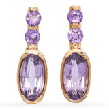 14k Yellow Gold 4.7tcw Amethyst Drop Earrings