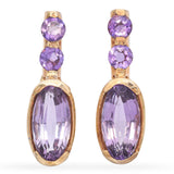 14k Yellow Gold 4.7tcw Amethyst Drop Earrings