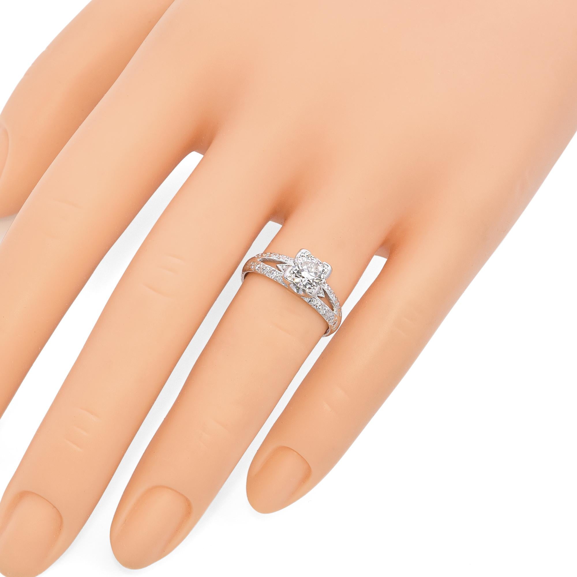 Vintage Platinum 1.01ct Brilliant Cut Diamond Engagement Ring