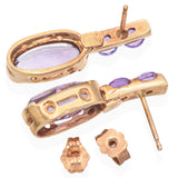 14k Yellow Gold 4.7tcw Amethyst Drop Earrings